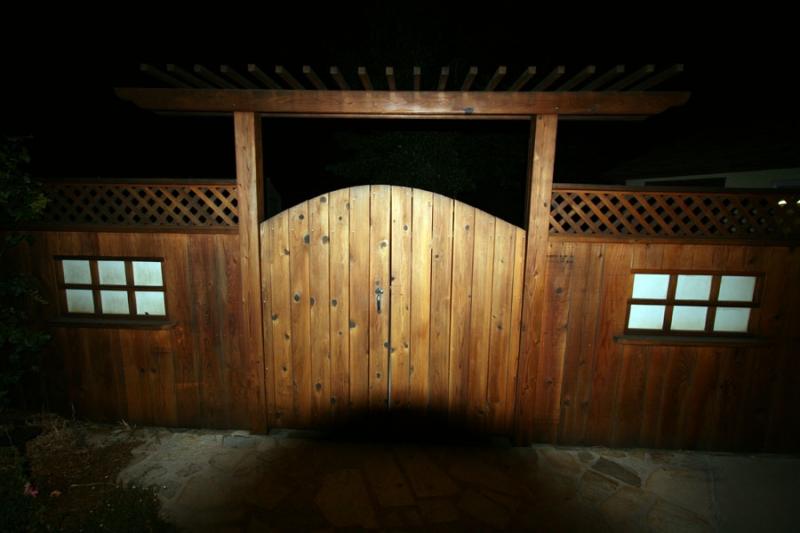illuminated garden gate - night shot